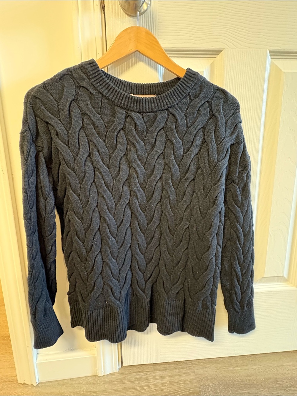 Philosophy Black Cable Knit Crewneck Sweater